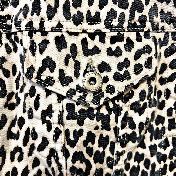 Pistola Naya Animal Print Cropped Jacket Leopard Raw Hem Oversized Classic Denim - Picture 10 of 14